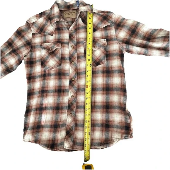 Wrangler‎ Retro Western Shirt Men's M – Brown Plaid, Pearl Snap Buttons, Cotton - Picture 13 of 14
